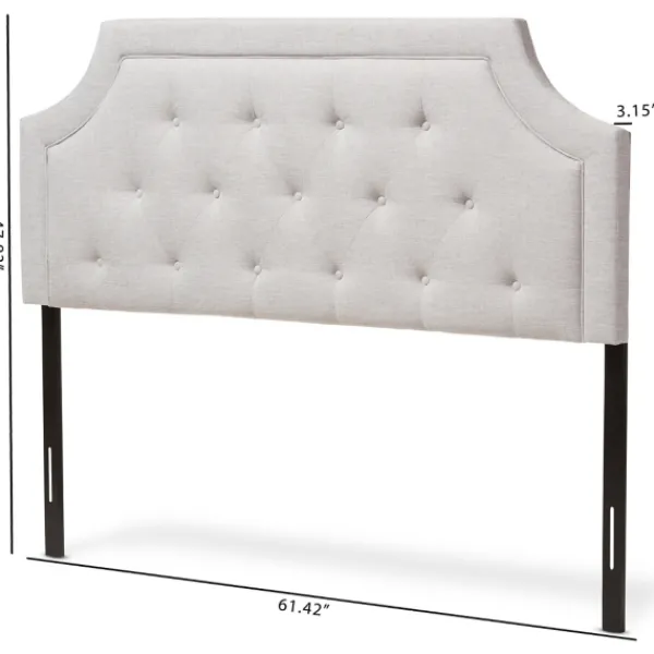 Beds & Headboards-Kirkland's Home Beige Button Tufted Scalloped Queen Headboard Ivory