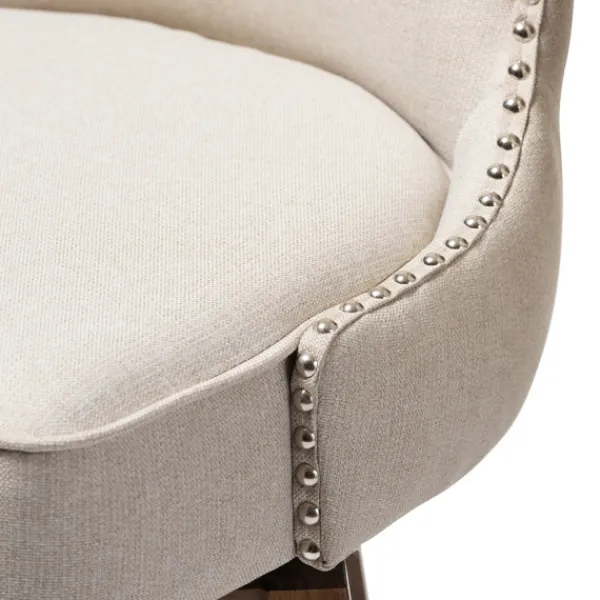 Bar Stools & Counter Height Stools-Kirkland's Home Beige Button Tufted Swivel Bar Stools, Set Of 2 Ivory