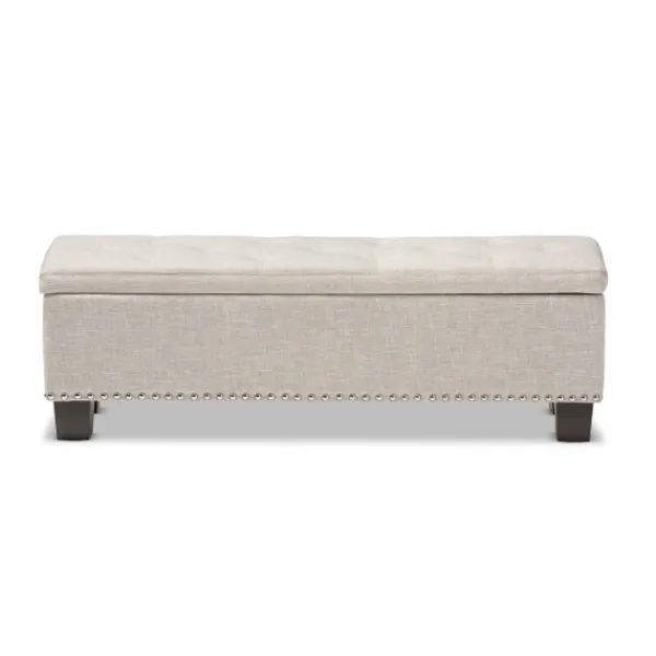 Benches & Ottomans-Kirkland's Home Beige Button-Tufted Upholstered Storage Bench Tan