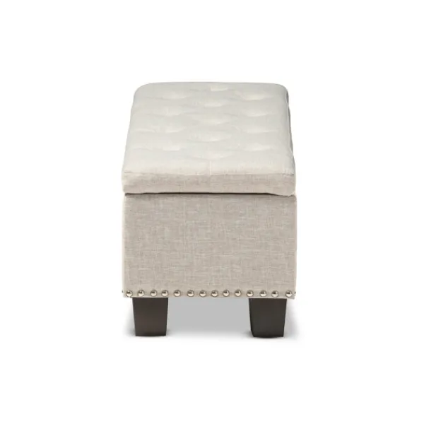 Benches & Ottomans-Kirkland's Home Beige Button-Tufted Upholstered Storage Bench Tan