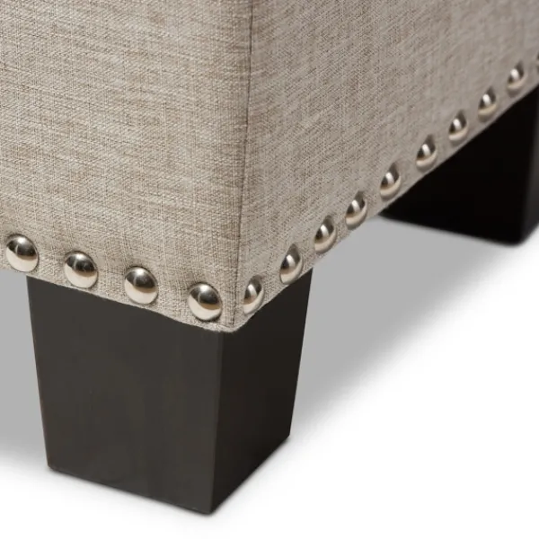 Benches & Ottomans-Kirkland's Home Beige Button-Tufted Upholstered Storage Bench Tan