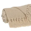 Blankets & Throws-Kirkland's Home Beige Chunky Stitch Cotton Throw Tan