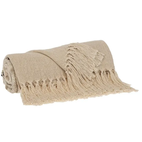 Blankets & Throws-Kirkland's Home Beige Chunky Stitch Cotton Throw Tan