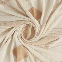 Blankets & Throws-Kirkland's Home Beige Cotton Diamond Geometric Fringe Throw Tan