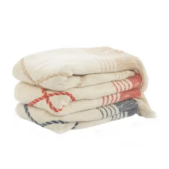 Blankets & Throws-Kirkland's Home Beige Cotton Diamond Geometric Fringe Throw Tan