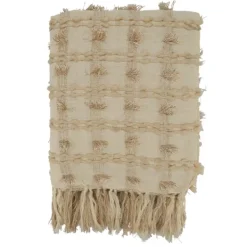 Blankets & Throws-Kirkland's Home Beige Dotted Fringe Throw Blanket Tan