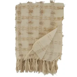 Blankets & Throws-Kirkland's Home Beige Dotted Fringe Throw Blanket Tan