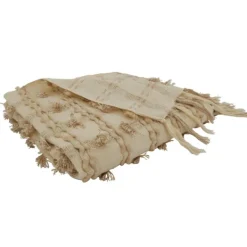 Blankets & Throws-Kirkland's Home Beige Dotted Fringe Throw Blanket Tan