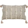 Pillows-Kirkland's Home Beige Frayed Tassel Lumbar Pillow Tan/White
