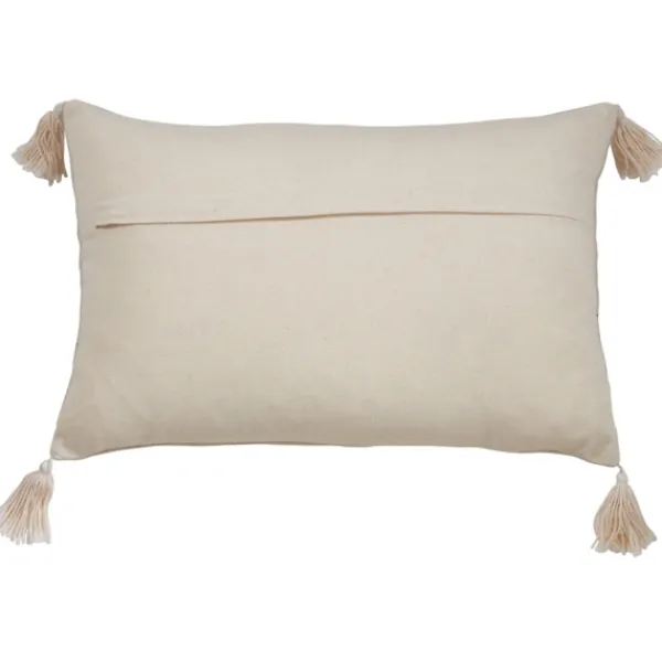 Pillows-Kirkland's Home Beige Frayed Tassel Lumbar Pillow Tan/White