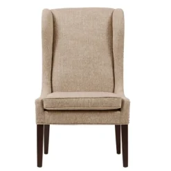 Dining Chairs-Kirkland's Home Beige High Wingback Nailhead Trim Dining Chair Tan