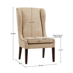 Dining Chairs-Kirkland's Home Beige High Wingback Nailhead Trim Dining Chair Tan