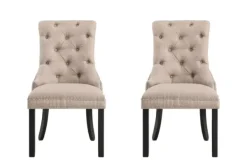 Dining Chairs-Kirkland's Home Beige Hourglass Tufted Dining Chairs, Set Of 2 Tan