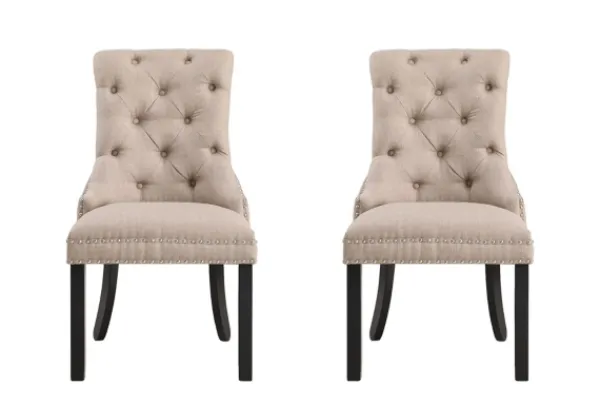 Dining Chairs-Kirkland's Home Beige Hourglass Tufted Dining Chairs, Set Of 2 Tan