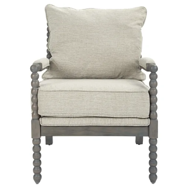 Accent Chairs-Kirkland's Home Beige Liam Turned Leg Accent Chair Ivory