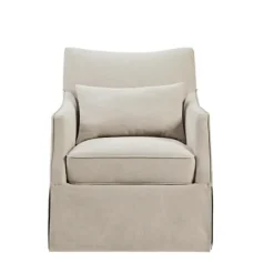 Accent Chairs-Kirkland's Home Beige Martha Stewart Skirted Swivel Accent Chair Ivory