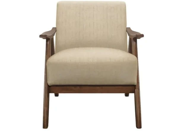 Accent Chairs-Kirkland's Home Beige Mid-Century Hazel Wood Frame Accent Chair Tan