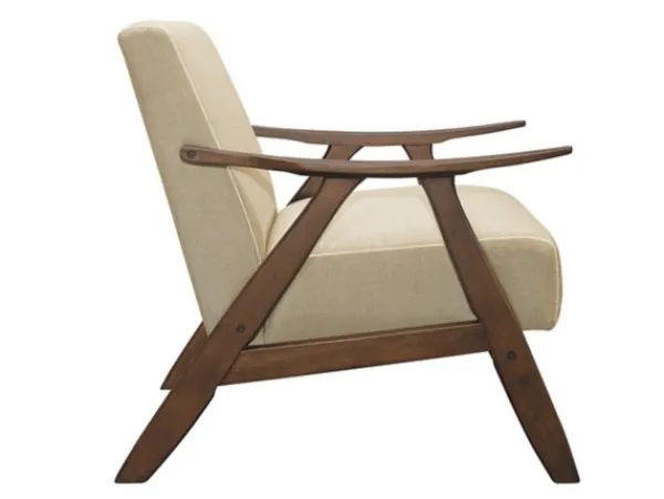 Accent Chairs-Kirkland's Home Beige Mid-Century Hazel Wood Frame Accent Chair Tan