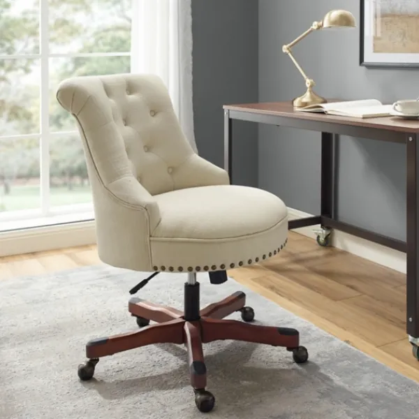 Office Furniture-Kirkland's Home Beige Miller Tufted Office Chair Tan
