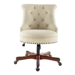 Office Furniture-Kirkland's Home Beige Miller Tufted Office Chair Tan