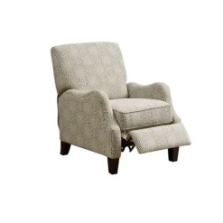 Accent Chairs-Kirkland's Home Beige Pattern Liam Push-Back Recliner Gray/White