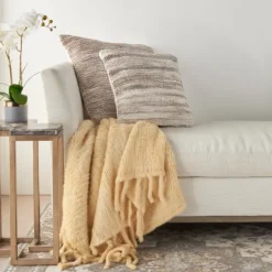 Pillows-Kirkland's Home Beige Ribbon Loops Pillow Tan