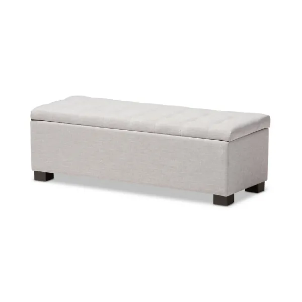 Benches & Ottomans-Kirkland's Home Beige Tufted Contemporary Storage Bench Tan/Gray