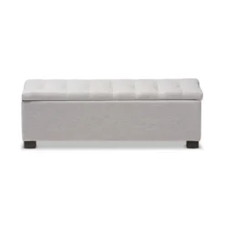 Benches & Ottomans-Kirkland's Home Beige Tufted Contemporary Storage Bench Tan/Gray