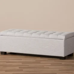 Benches & Ottomans-Kirkland's Home Beige Tufted Contemporary Storage Bench Tan/Gray