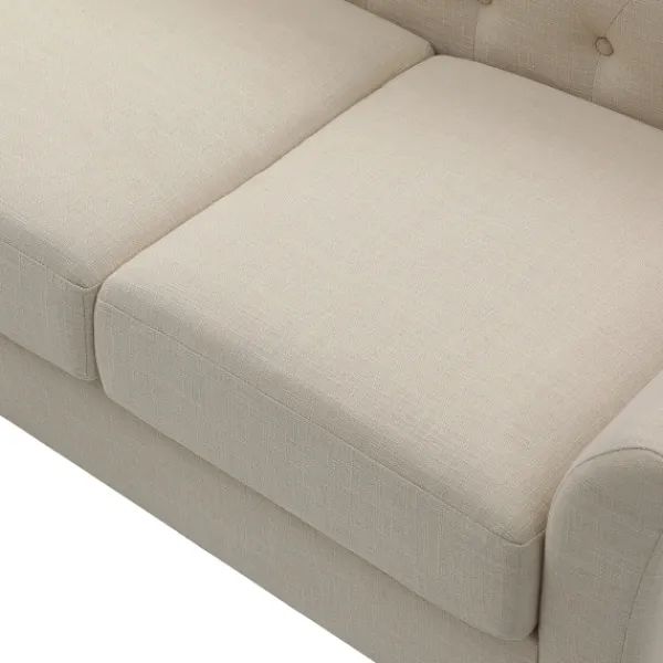 Sofas & Loveseats-Kirkland's Home Beige Upholstered Button Tufted Loveseat Tan