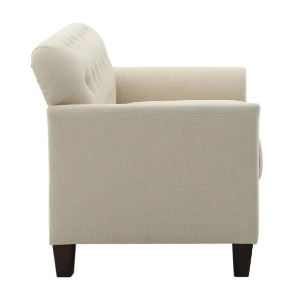 Sofas & Loveseats-Kirkland's Home Beige Upholstered Button Tufted Loveseat Tan