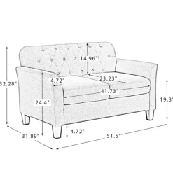 Sofas & Loveseats-Kirkland's Home Beige Upholstered Button Tufted Loveseat Tan