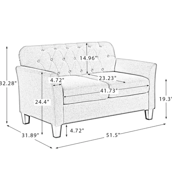 Sofas & Loveseats-Kirkland's Home Beige Upholstered Button Tufted Loveseat Tan