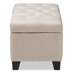 Benches & Ottomans-Kirkland's Home Beige Upholstered Storage Ottoman Tan