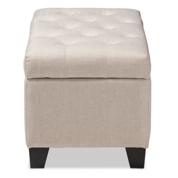 Benches & Ottomans-Kirkland's Home Beige Upholstered Storage Ottoman Tan