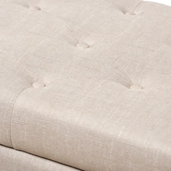 Benches & Ottomans-Kirkland's Home Beige Upholstered Storage Ottoman Tan