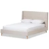 Beds & Headboards-Kirkland's Home Beige Upholstered Wingback Queen Platform Bed Ivory