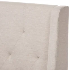 Beds & Headboards-Kirkland's Home Beige Upholstered Wingback Queen Platform Bed Ivory