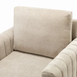 Accent Chairs-Kirkland's Home Beige Velvet Channel Stitch Accent Chair Tan