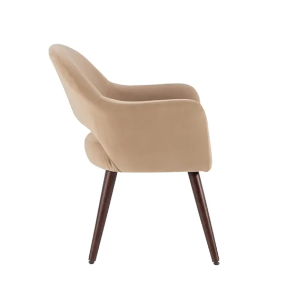Dining Chairs-Kirkland's Home Beige Velvet Curved Open Back Dining Chair Tan