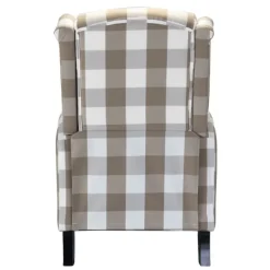Accent Chairs-Kirkland's Home Beige Windowpane Plaid Recliner Tan/White