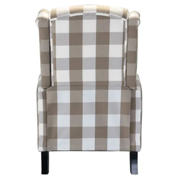 Accent Chairs-Kirkland's Home Beige Windowpane Plaid Recliner Tan/White