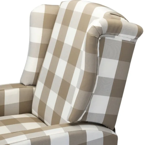 Accent Chairs-Kirkland's Home Beige Windowpane Plaid Recliner Tan/White