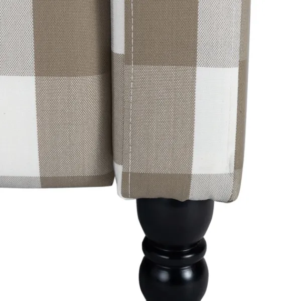 Accent Chairs-Kirkland's Home Beige Windowpane Plaid Recliner Tan/White