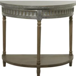 Console Tables-Kirkland's Home Beige Wood And Metal Half Moon Console Table Tan