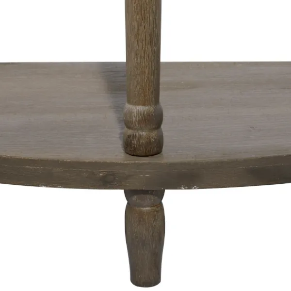Console Tables-Kirkland's Home Beige Wood And Metal Half Moon Console Table Tan