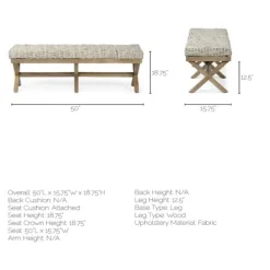Entryway Furniture-Kirkland's Home Beige Woven Leather X-Base Bench Gray/Tan