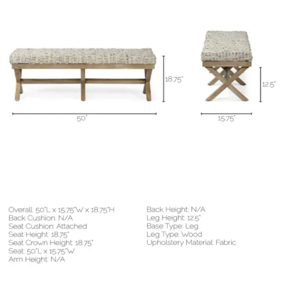 Entryway Furniture-Kirkland's Home Beige Woven Leather X-Base Bench Gray/Tan