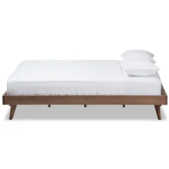 Beds & Headboards-Kirkland's Home Benjamin Walnut Tapered Leg King Bed Frame Brown