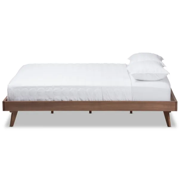 Beds & Headboards-Kirkland's Home Benjamin Walnut Tapered Leg King Bed Frame Brown